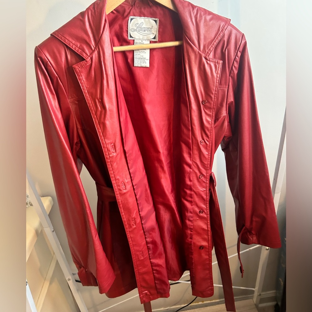 Red Faux Leather Jacket